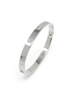 Say It With Silver Hinged Stone Bangle
