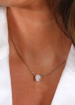 Say It With Silver Oval Necklace