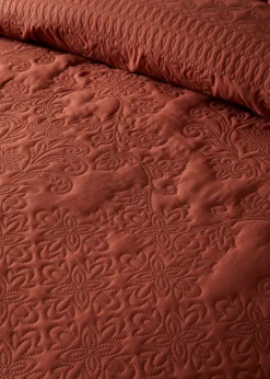 Serene Avery Stripe Terracotta Finish Duvet Cover Set