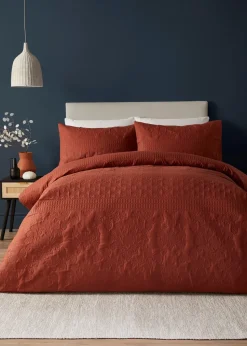 Serene Avery Stripe Terracotta Finish Duvet Cover Set
