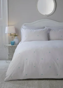 Serene Decorative Heart Blue Duvet Cover Set