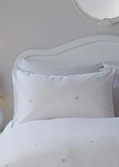 Serene Decorative Heart Blue Duvet Cover Set