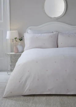 Serene Decorative Heart Pink Duvet Cover Set