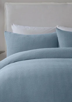 Serene Lindly Waffle Blue Duvet Cover Set