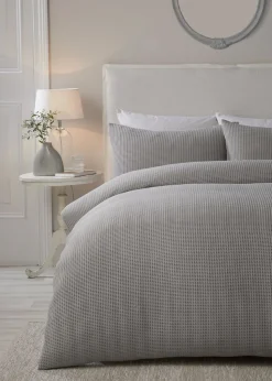 Serene Lindly Waffle Silver Duvet Cover Set