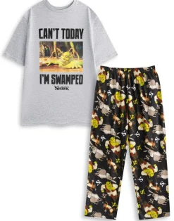 Shrek Adults Multicoloured Can't Today I'm Swamped Pyjama Set