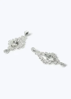 Silver Rhinestone Swirl Earrings