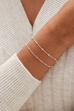 Simply Silver Sterling Silver 925 Polished Double Row Ball Chain Bracelet