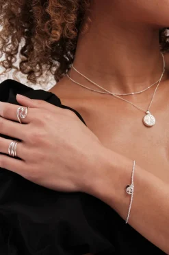 Simply Silver Sterling Silver 925 Polished Mini Tree of Love & Heart Stretch Bracelet