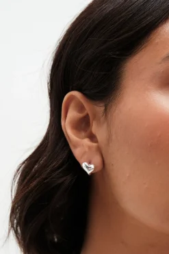 Simply Silver Sterling Silver 925 Polished Heart Huggie Hoop Earrings