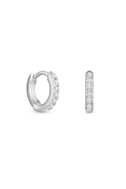 Simply Silver Sterling Silver 925 Cubic Zirconia Mini Hoop Earrings