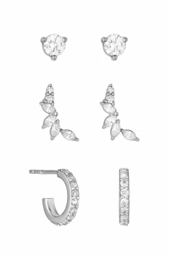 Simply Silver Sterling Silver 925 Cubic Zirconia Climber Earrings (Pack of 3)