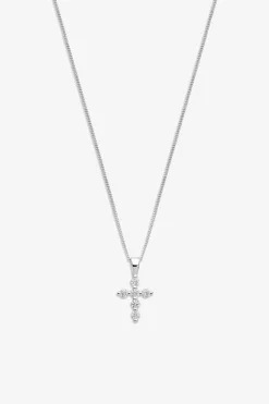 Simply Silver Sterling Silver 925 Cubic Zirconia Mini Cross Pendant