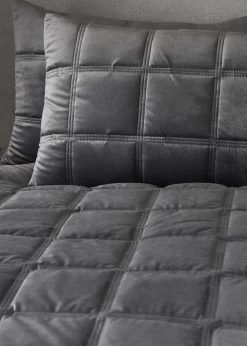 Soiree Slate Brighton Square Velvet Duvet Cover Set