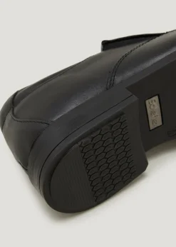 Soleflex Black Real Leather Apron Shoes