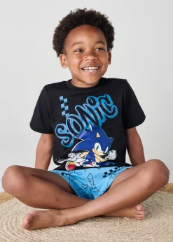Sonic The Hedgehog Black/Blue Short Pyjama Set (4-12 Years)