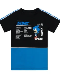 Sonic The Hedgehog Boys Black Sonic Stats Graphic T-Shirt (4 - 14 Years)