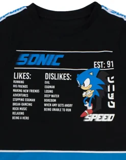 Sonic The Hedgehog Boys Black Sonic Stats Graphic T-Shirt (4 - 14 Years)