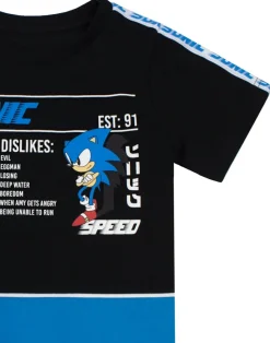 Sonic The Hedgehog Boys Black Sonic Stats Graphic T-Shirt (4 - 14 Years)