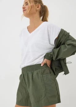 Souluxe Khaki Co Ord Woven Running Shorts