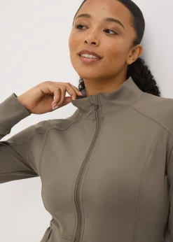Souluxe Mocha Seam Detail Zip Jacket