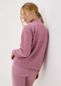 Souluxe Pink Ribbed Half Zip Sweatshirt