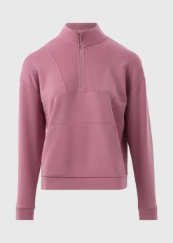 Souluxe Pink Ribbed Half Zip Sweatshirt