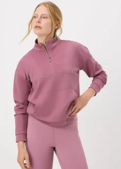 Souluxe Pink Ribbed Half Zip Sweatshirt