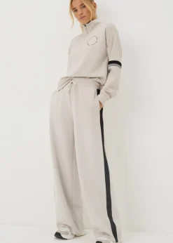 Souluxe Stone Stripe Slogan Half Zip Top