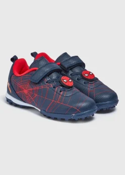 Spiderman Navy Football Boots (Younger 12/13-Older 1/2)