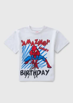 Spiderman White Birthday T-Shirt (1-7yrs)