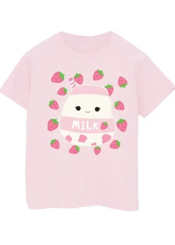 Squishmallows Amelie Strawberry Milk Girls Pink T-Shirt (5-13 Years)