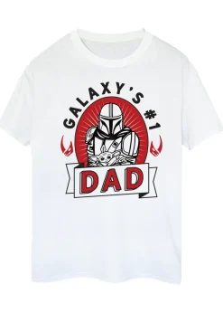 Star Wars The Mandalorian Dad Galaxy Men White Graphic T-Shirt