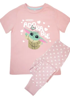 Star Wars The Mandalorian Adorable Kids Baby Pink Hearts Pyjamas (3-8 Years)