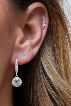 Sterling Silver 925 White Cubic Zirconia Clara Drop Earrings