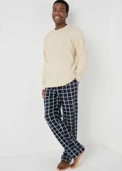 Stone Check Fleece Pyjama Set