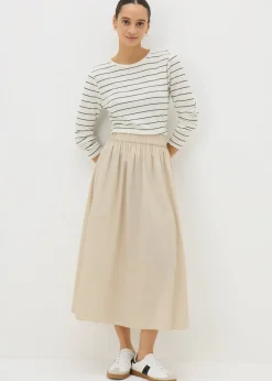 Stone Cotton Midi Skirt