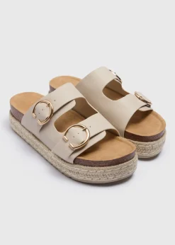 Stone Double Strap Footbed Sandals