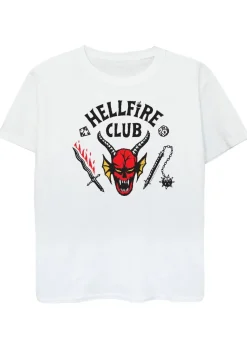 Stranger Things Kids White Hellfire Club Printed T-Shirt (3-13 yrs)