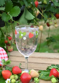Summerhouse by Navigate Strawberries & Cream Decorated Wine Glasses (Set of 4)