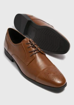 Tan Faux Leather Brogue Shoes