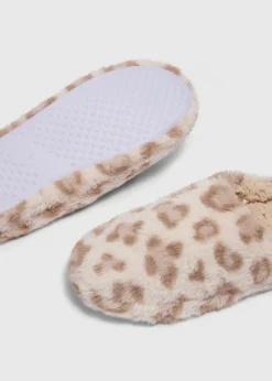 Taupe Leopard Print Mule Slippers