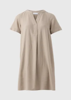 Taupe Linen Blend Shift Dress