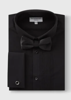 Taylor & Wright Black Regular Fit Tuxedo Shirt & Bow Tie Set