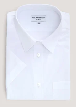 Taylor & Wright White Easy Care Regular Fit Short Sleeve Shirt