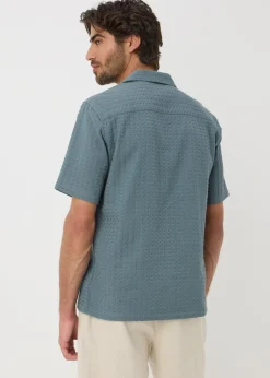 Teal Basket Weave Textured Shirt