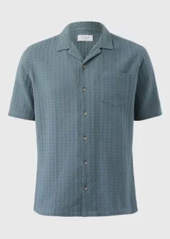 Teal Basket Weave Textured Shirt