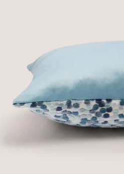 Teal Velvet Polka Dot Cushion