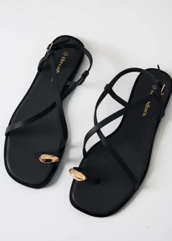 Threadbare Black Back Strap Sandals