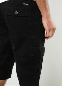 Threadbare Black Bute Cotton Cargo Shorts